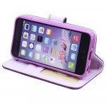 Wholesale iPhone 6 Plus 5.5 Folio Flip Leather Wallet Case with Strap (Purple)